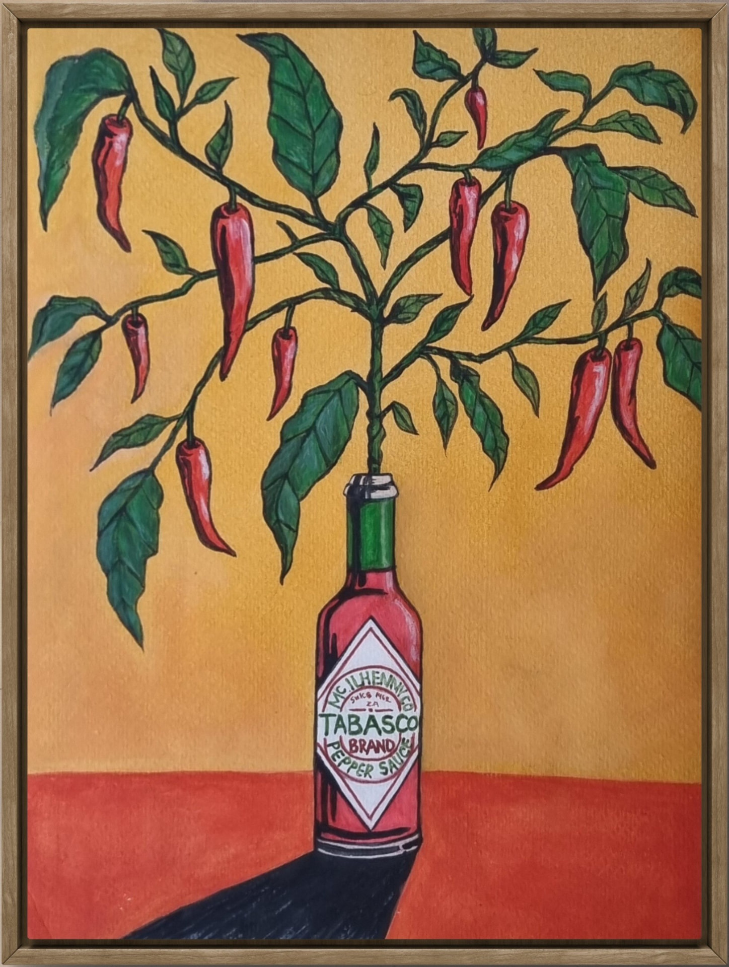 Watercolour still life featuring colourful spices arranged in a warm kitchen setting.