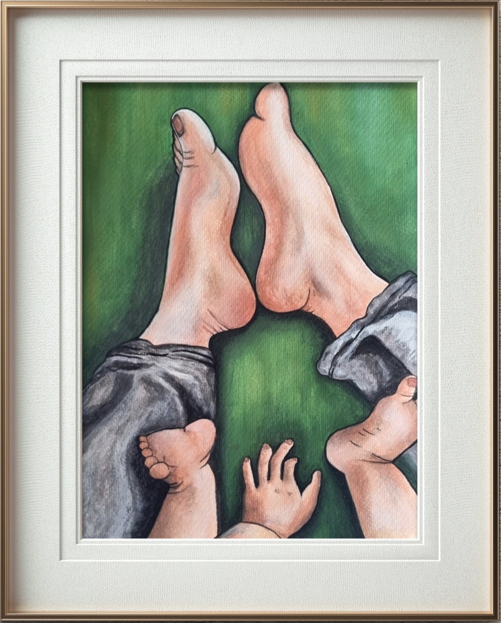 Watercolour artwork portraying the tender bond between a mother and her child.