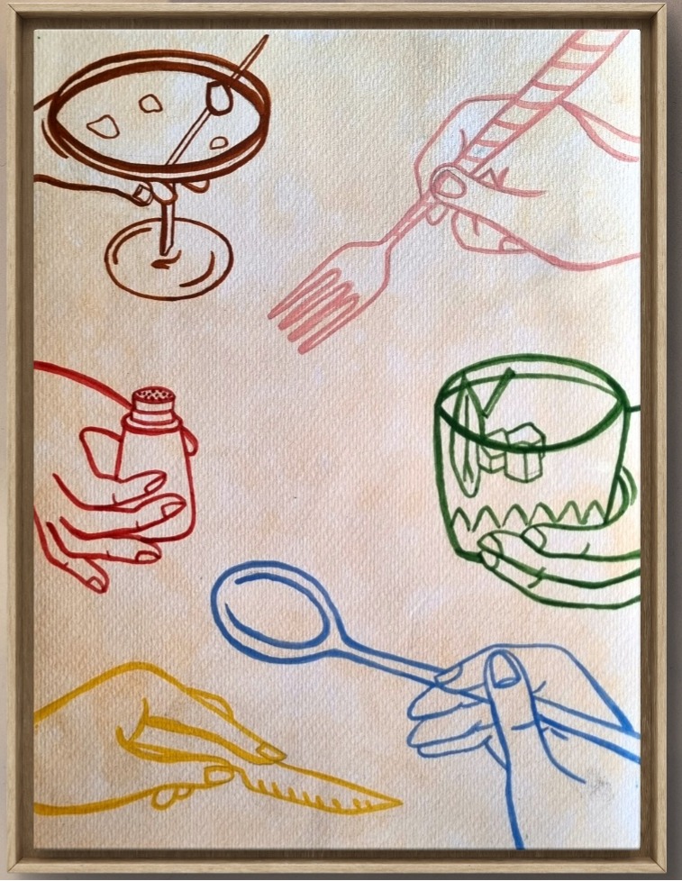 Watercolour still life inspired by shared meals and meaningful conversation around the table.
